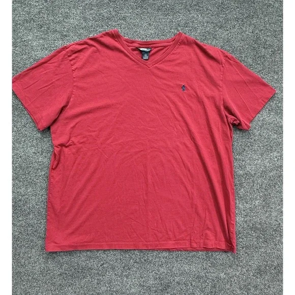 Polo Ralph Lauren V-Neck T-Shirt Mens XXL Red Short Sleeve Cotton Pony Logo - Picture 5 of 6